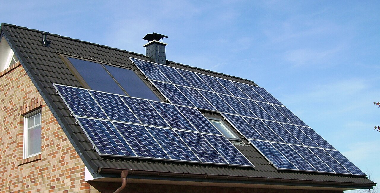 Solar panels installed on a house roof