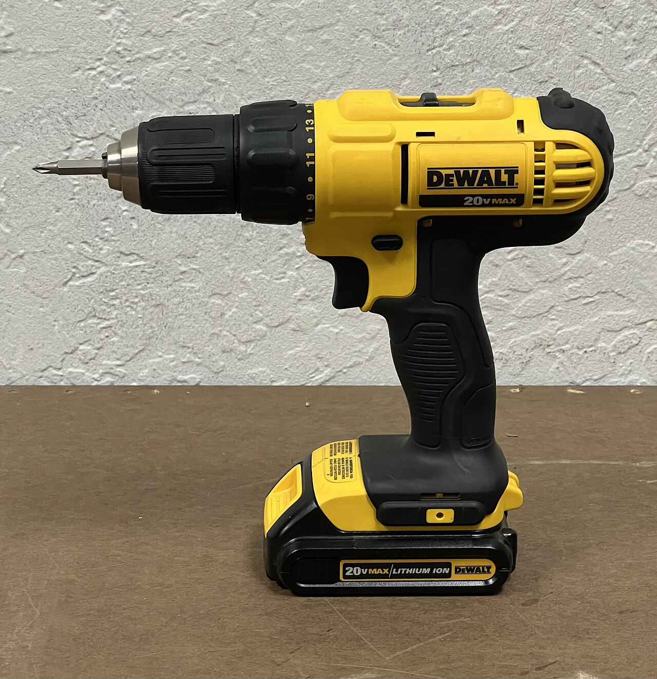 A physical DeWalt cordless drill