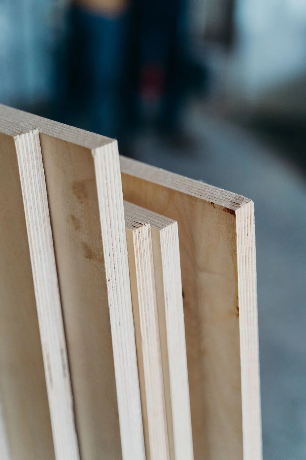 Plywood panels showing layered edges and timber surfaces